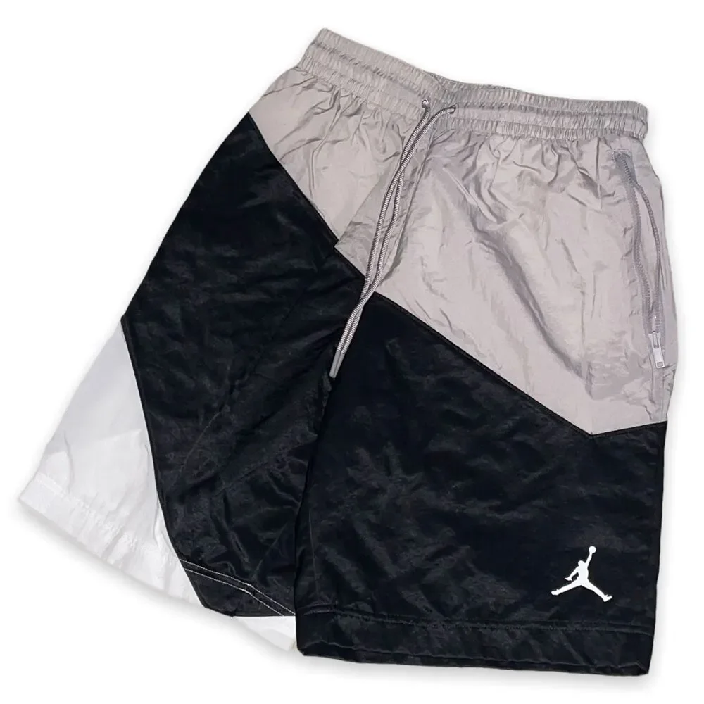 Jordan Vintage Rare Club Woven Track Shorts Nylon Black Silver White S